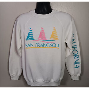 Vintage 80s San Francisco California Sail Boat Adult Large Sweatshirt Hanes USA